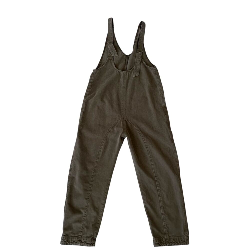 Free People We The Free Lagenlook High Roller Green Denim Jumpsuit Overalls XS - Picture 5 of 8